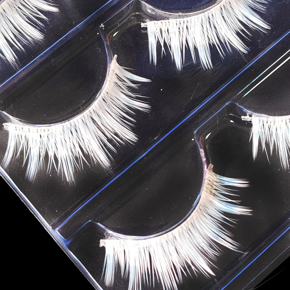 3 pares de pestañas postizas blancas para cosplay, extensión de aspecto natural, largas y gruesas, estilo japonés, diablillo, Halloween 4