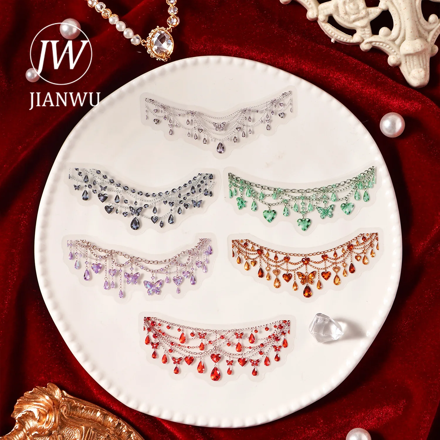 JIANWU Vintage Diamond Chain Landscape Material Collage Scrapbooking PET Sticker Creative DIY Journal Stationery