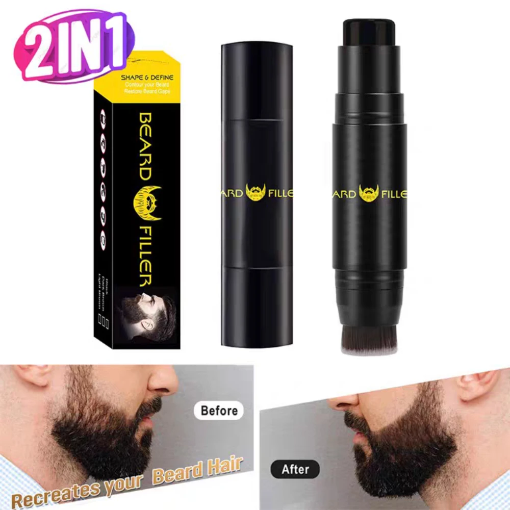 Enchimento de cabelo barba engrossar pó bigode estilo caneta + escova para enchimentos temporários de cor de cabelo facial pó de recrescimento de cabelo