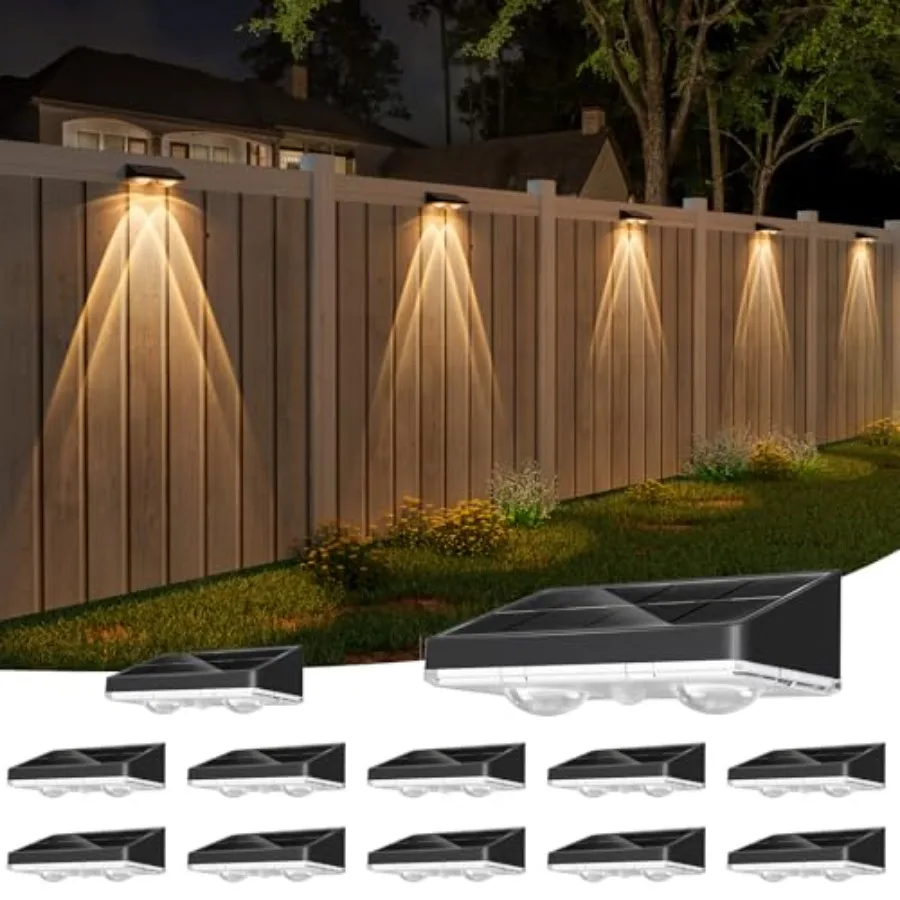 

Solar Fence Lights, Solars Deck Light, Warm Color, Outdoor Bulb Waterproof Led IP65, Power Patio Lamp with Lenses for Outside/B