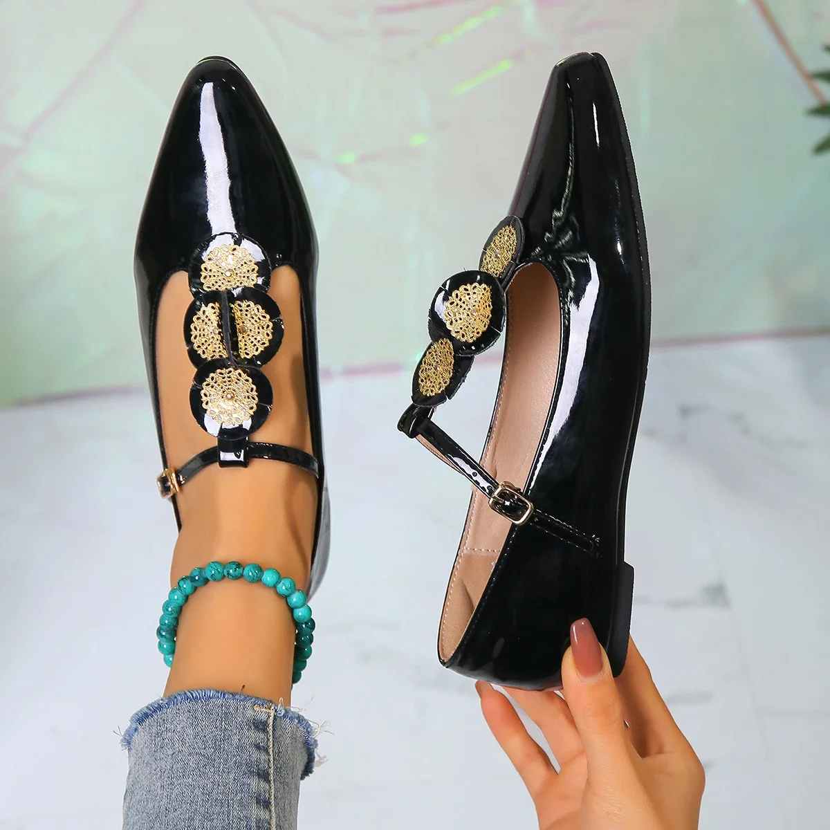 Luxe Flats Schoenen Vrouwen Elegante Ondiepe Schoenen Zomer Nieuwe Puntige Neus Retro Schoenen Designer Jurk Wandelen Flats Mujer Zapatillas