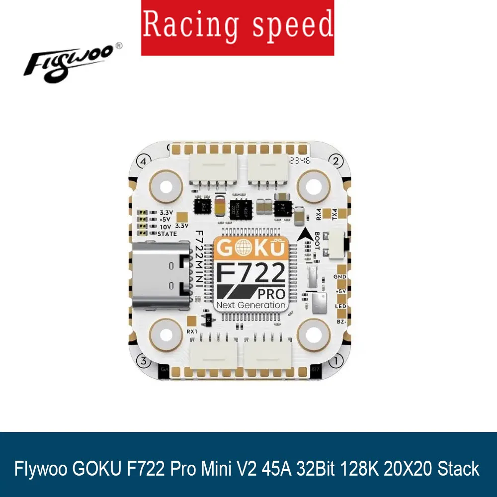 

Flywoo GOKU F722 Pro Mini V2 45A 32Bit 128K 20X20 Stack Plug&Play O4 / O4 Pro for fpv drone diy parts