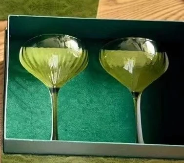 

Retro green tall medieval glass wine glass box living room kitchen ornaments