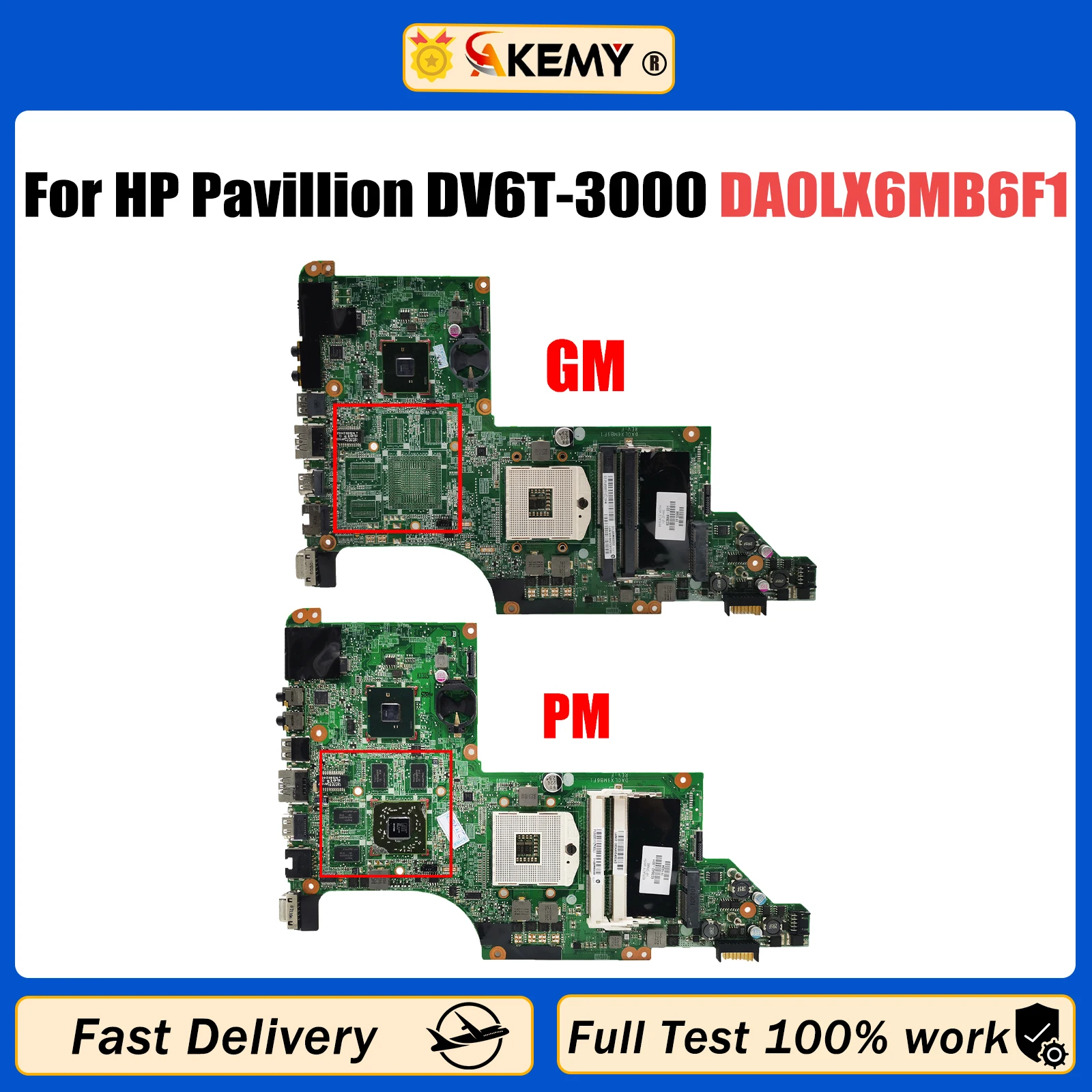 

AKEMY For HP Pavillion DV6-3000 DV6T-3000 Laptop Motherboard 592816-001 Mainboard DA0LX6MB6G1 DA0LX6MB6F1