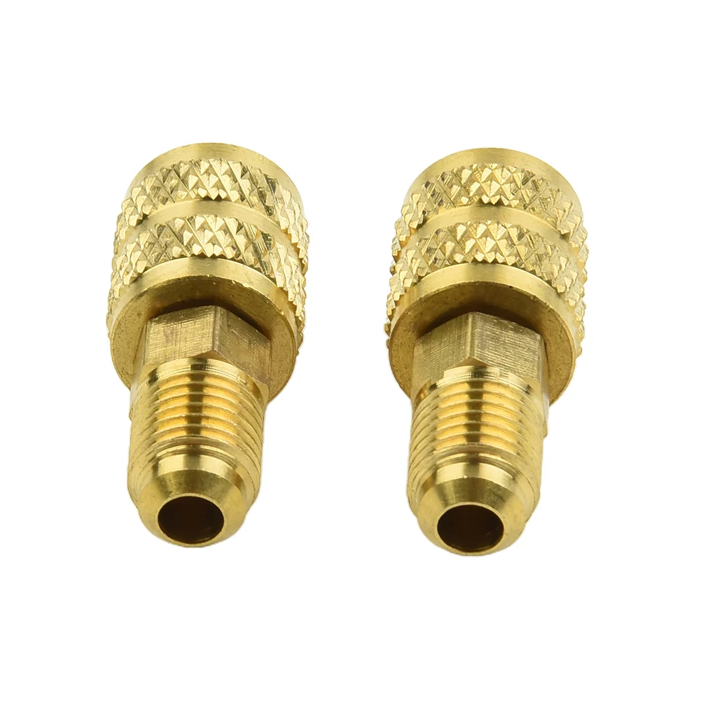 2x AC Adapter for R32 R410a 5/16 SAE Female to 1/4 SAE Male For Valve Connector Brass Material for R410 R32 R22