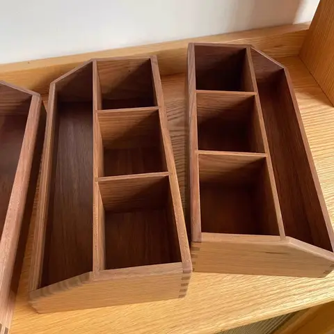 Ny förvaringslåda i massivt trä med flera fack, svart valnöt, kontorsskrivbordsorganisatör, multifunktionell trälåda 12 best sales valnötslåda - №3