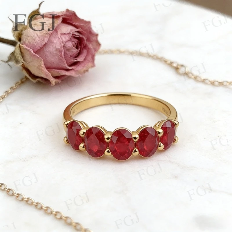 Ruby/Sapphire/Cloumbia/Moissanite Ring Oval Cut 4x6mm Total 2.5CT VVS1 Charming For Women Birthday Wedding Party Jewelry Gifts