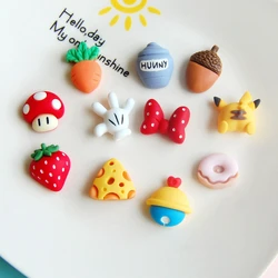 10pcs Simulation Strawberry Mushroom Flat Back Resin Charms Kawaii Cabochons Scrapbook Food Miniatures Phone Cases Deco Parts