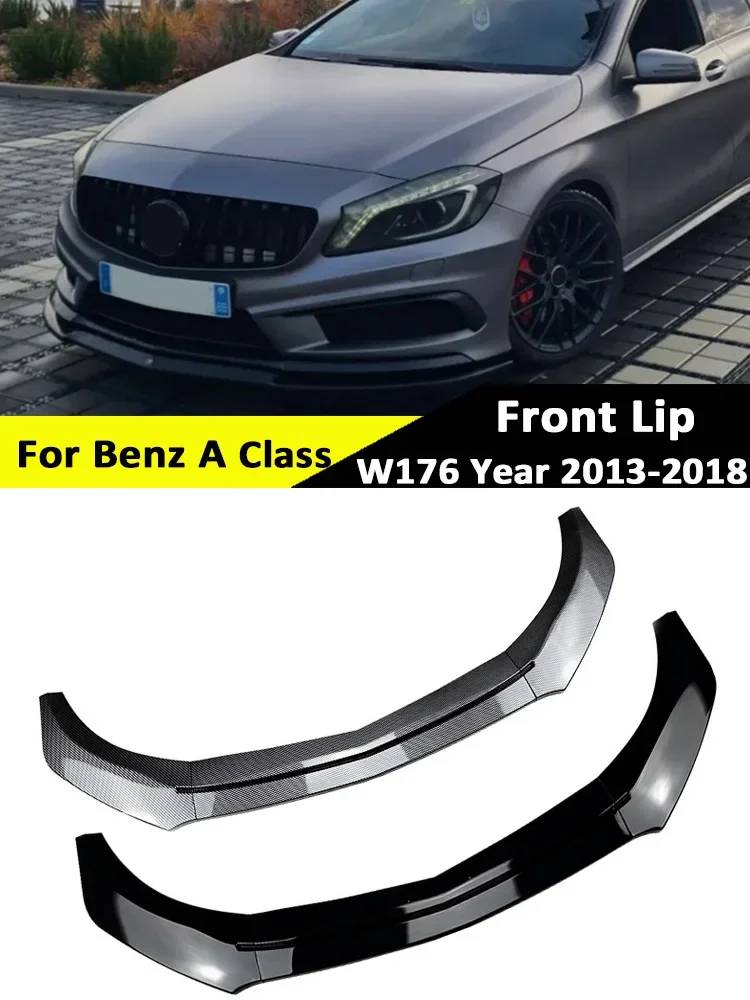 Carbon Fiber Front Bumper Lip Spoiler Diffuser Splitter For Mercedes Benz A Class W176 2013-2018 Body Kit Black A200 A260 A45