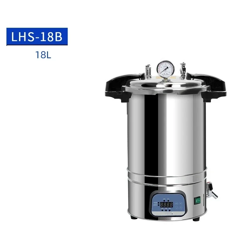 

LHS-18B Stainless Steel Steam Sterilizer Laboratory High Temperature Sterilizer Pressure Gauge / Digital Display Sterilizer 18L