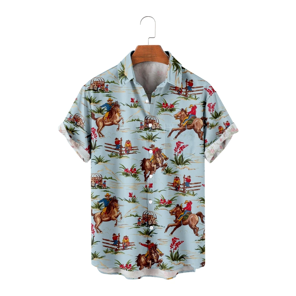 Hawaiian Shirts for Men Creative Octopus Print Shirts Short Sleeve Summer Beach Vacation Tops Breathable