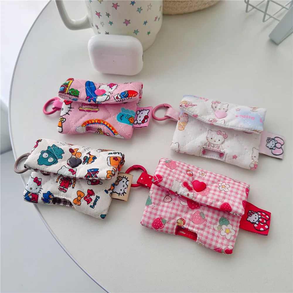 

Cute Hello Kitty Portable Headphone Bag Katie KT Canvas Mini Apple Headphone Storage Bag Organizer Cards Holder Case Gifts
