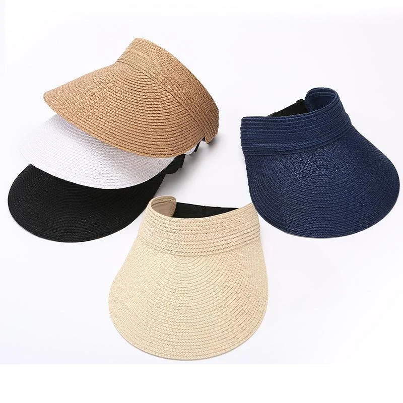 

New Fashion Summer Sun Protection Hat Female Lady Outdoor Sun Visor Straw Folding Hat