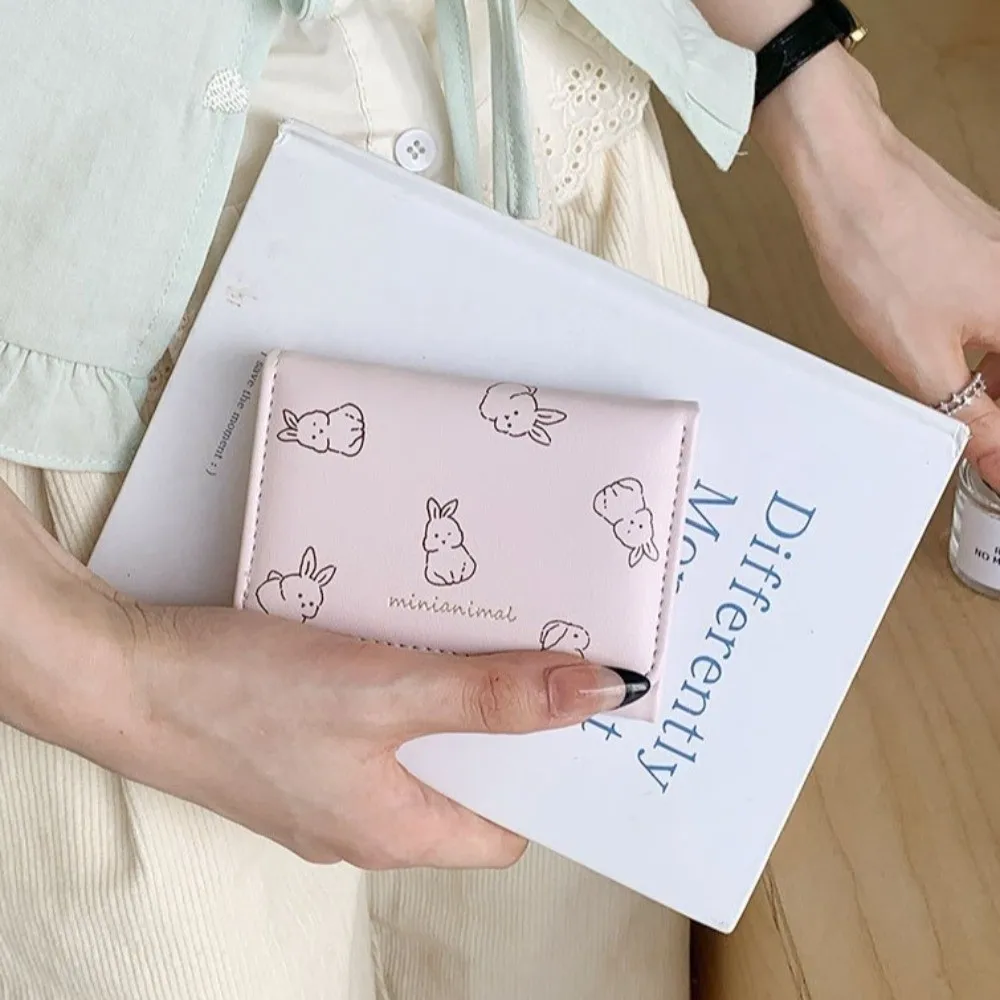 

Новый кошелек для монет с принтом кота и кролика, портативный складной держатель для кредитных карт, тройной многослотовый мешочек для монет, подарок