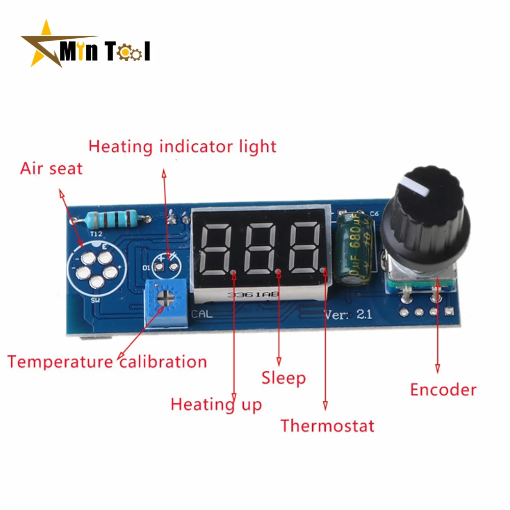 Electric Unit Digital Soldering Iron Station Temperature Controller Board for HAKKO T12 Handle DIY kits W/ LED Vibration Switch