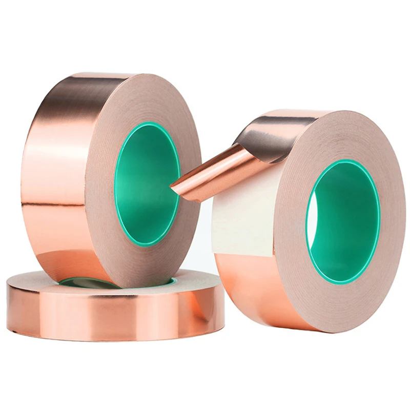 3~50mm *25M Double Sided Conduct Copper Foil Tape Mask Electromagnetic Shielding double side conductive copper foil tape