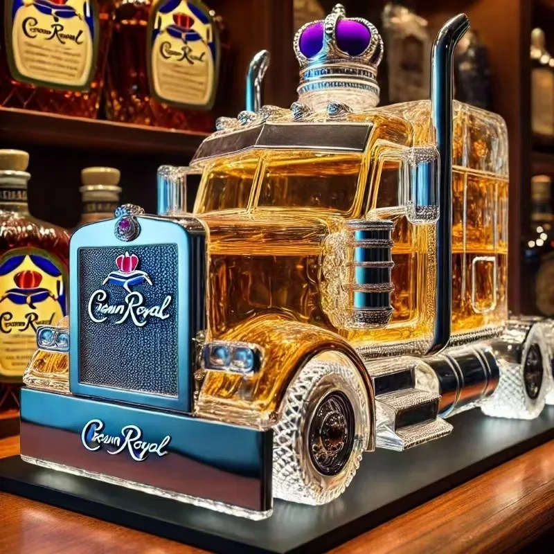 RV Whiskey Decanter Half Truck Whiskey Bottle 375ml Vintage Liquor Container With Interesting Stopper For Hosting Brunch Beer