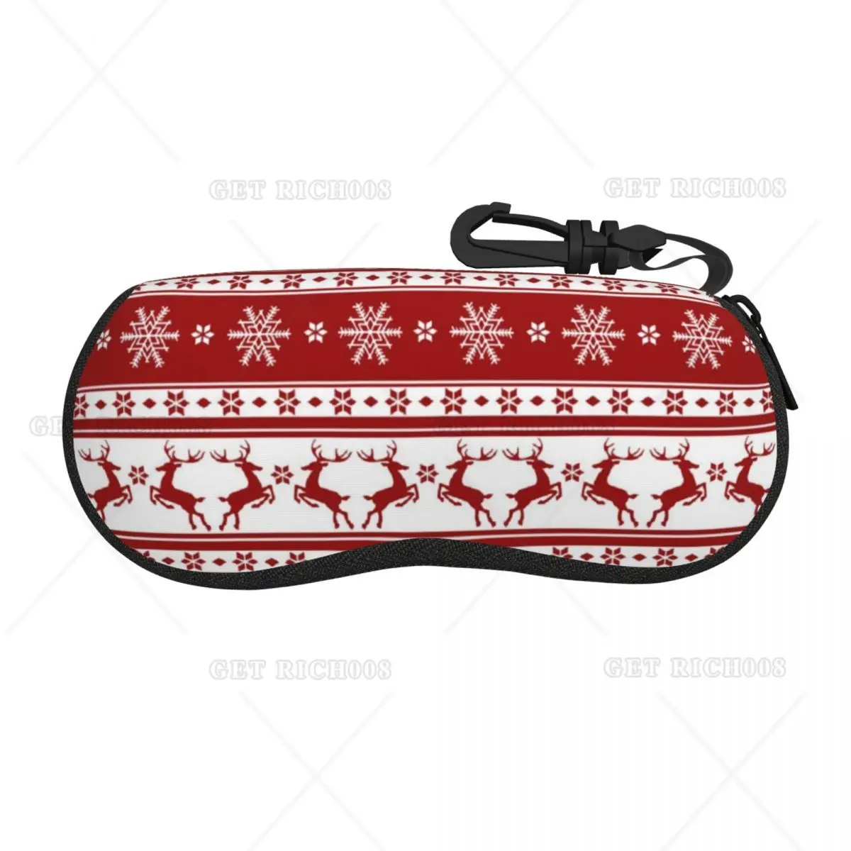 Christmas Deer Snowflakes Vintage 2 Sides Unisex Soft Sunglasses Eyeglass Case Glasses Bag Accessories One Size Print