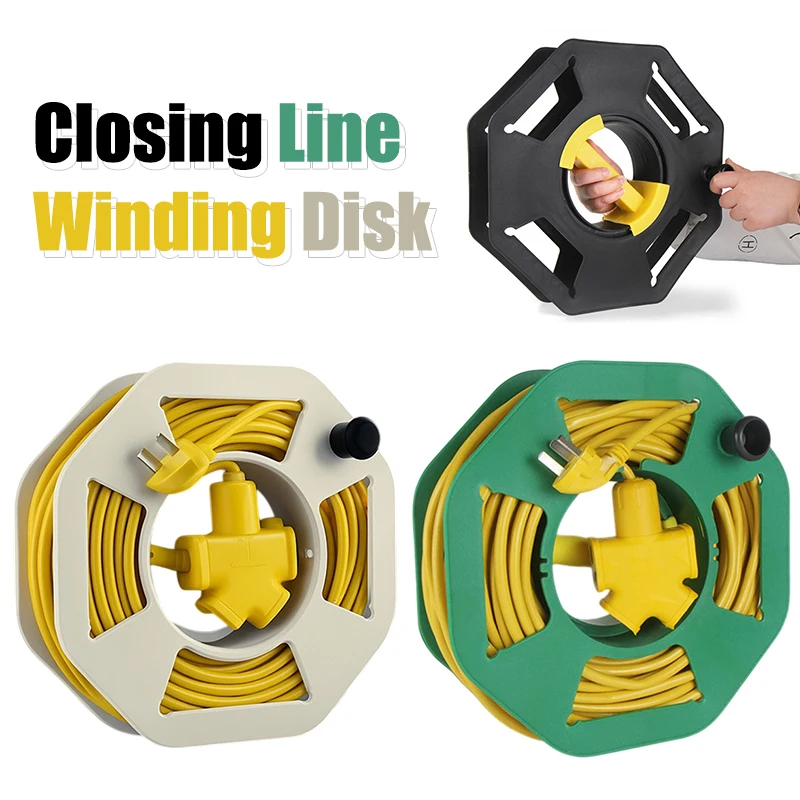 Bobine d'enroulement de câble en plastique portable - Bobine de stockage de fil avec disque de ligne de fermeture | Treuil à vaisselle et enroulement à ligne roulante