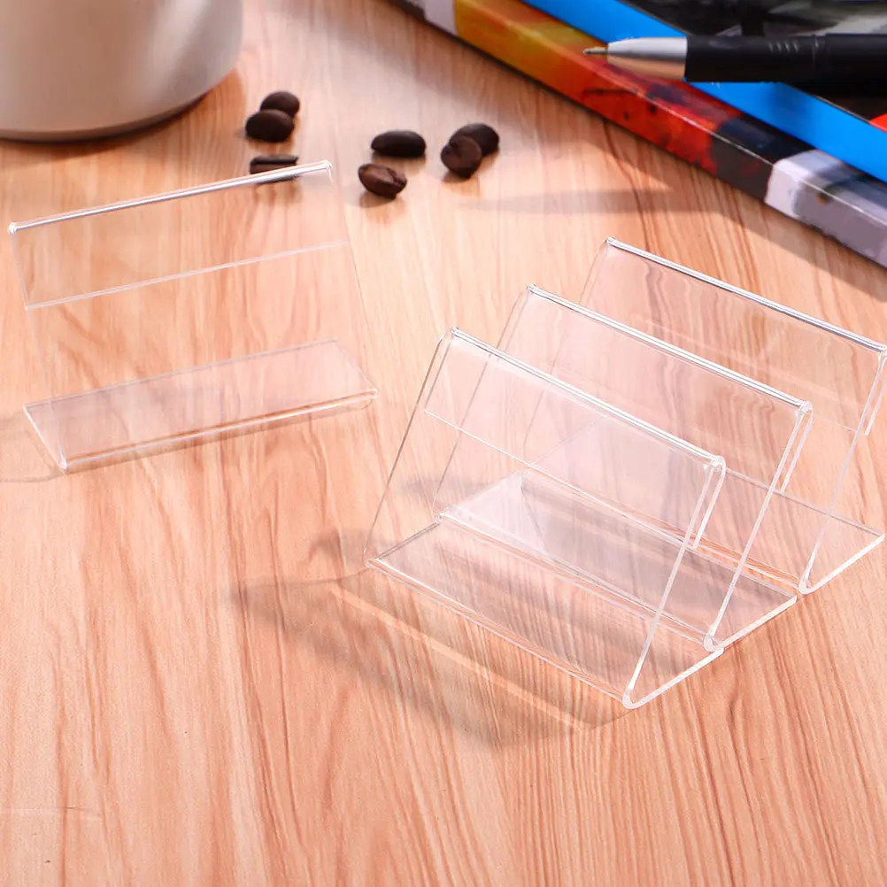 

10pcs Clear Acrylic Sign Display Holder Table Tent Name Tag Small Transparent Signage Rack For Countertop Retail Office Use Mini
