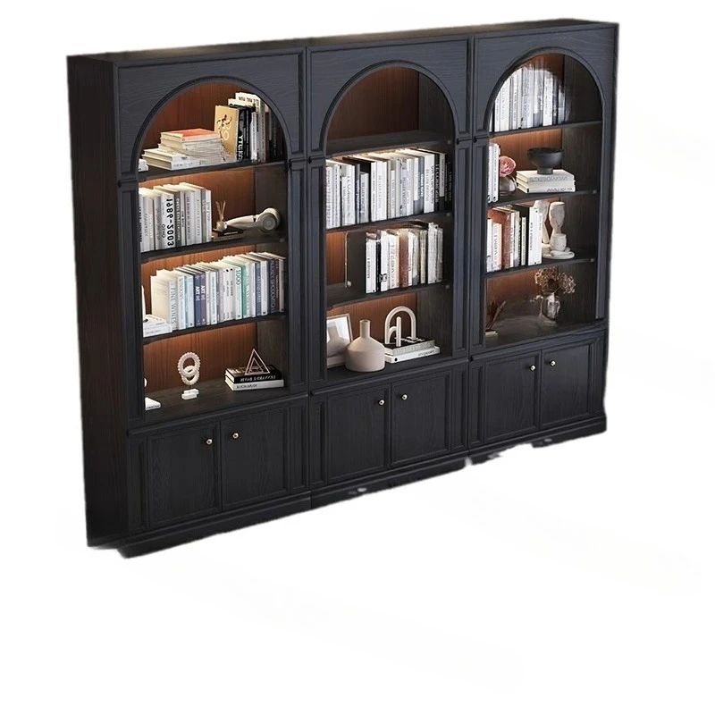 

Французский современный светлый роскошный ретро книжный шкаф из цельного дерева для гостиной и дома