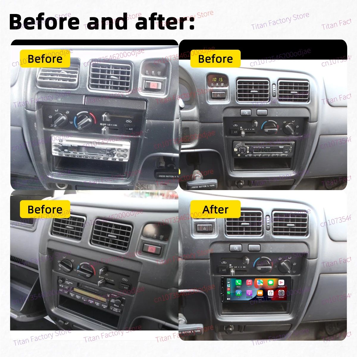 راديو أندرويد لسيارة تويوتا هايلكس 1998-2004 الوسائط المتعددة أندرويد أوتو 6.86 "ستيريو 1 Din وحدة رأس Carplay Autoradio BT WIFI #3