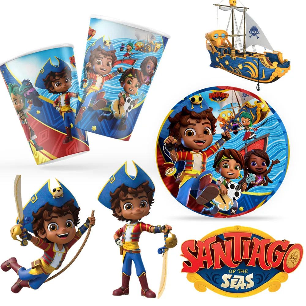 Santiago of The Seas Game On Theme Cartoon Party Set Tableware Plate CupNapkins Banner Birthday ballons child Shower Party Decor