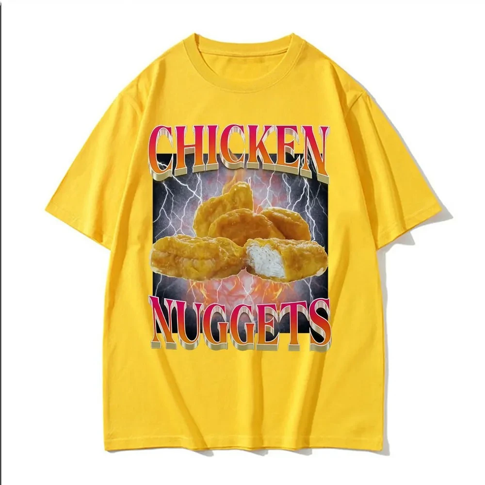 Funny Chicken Nuggets Printed Vintage Style Meme Graphic T-shirt Women Hip Hop Gothic TShirt Comfort Casual Women Clothing