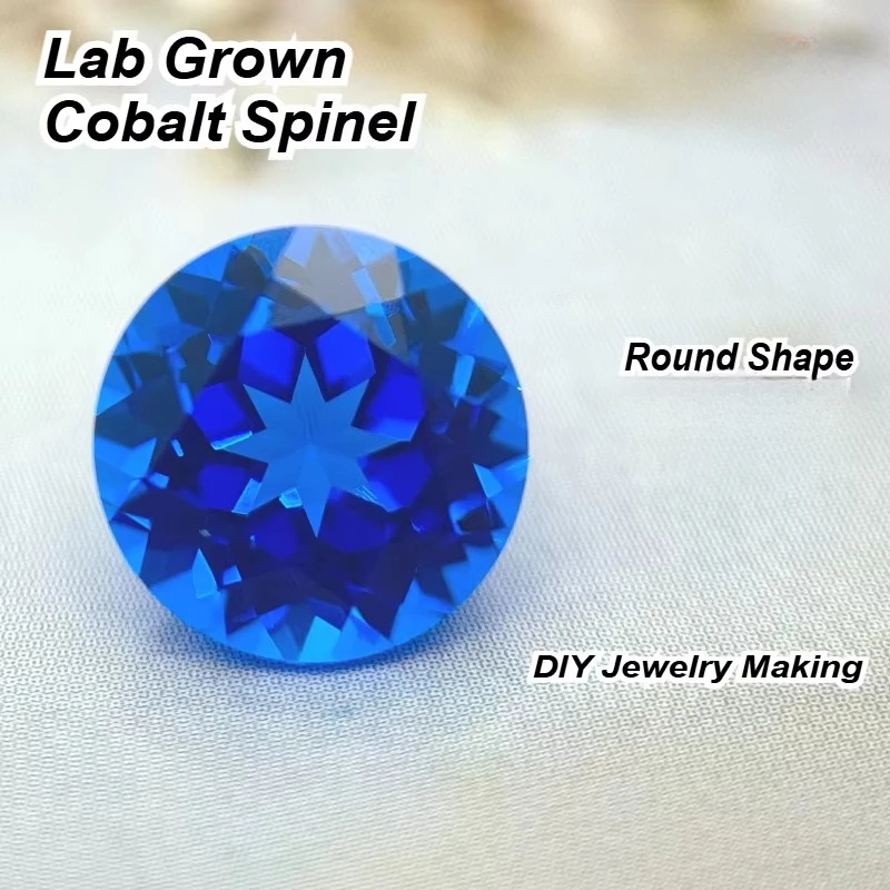 Hochwertiger, im Labor gezüchteter Cobalt-Spinell-Edelstein in runder Form für die Herstellung von Schmuck, Ringe und Anhängern – Materialien zur Auswahl, Zertifikat erhältlich. – Detail 1