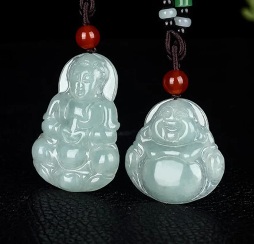 

Ювелирные изделия из натурального нефрита A + жадеит Гуаньинь Бодхисаттва кулон Майтрейя Будда нефритовый кулон для пар