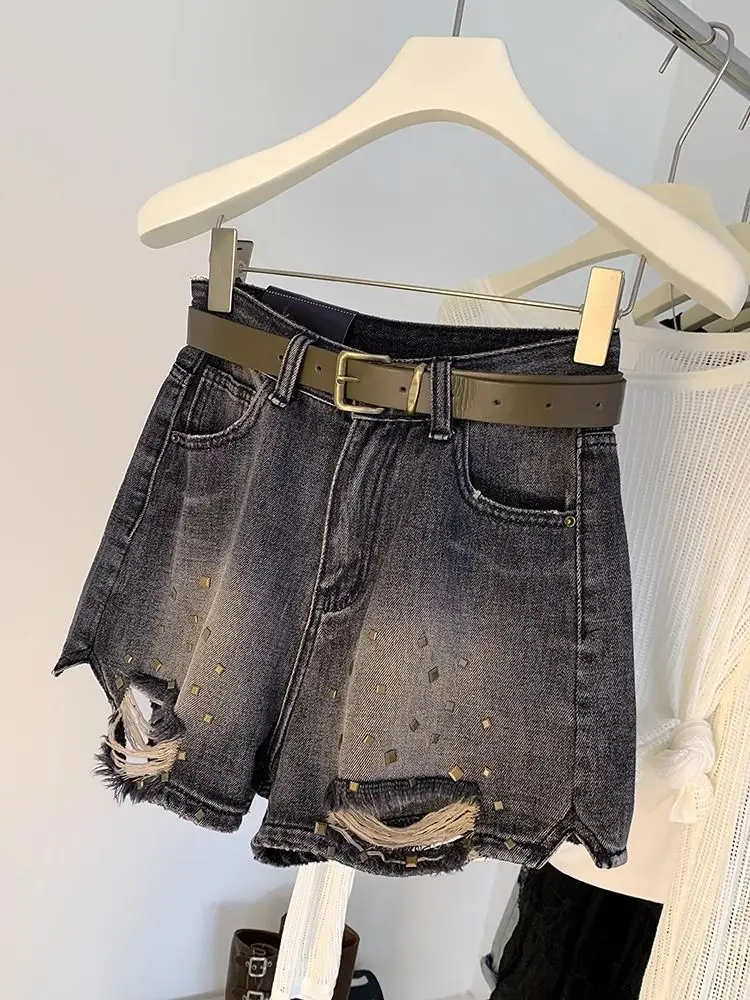 

Горячие рваные джинсовые шорты, женские осенние новые дизайнерские шорты с высокой талией, широкие шорты, шорты