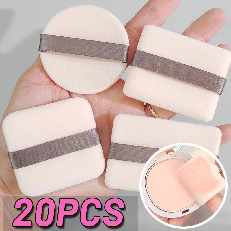 20 Stuks Gezichtspoeder Foundation Puff Professionele Ronde Vorm Draagbare Zachte Cosmetische Puff Make-Up Foundation Spons Schoonheid Tools