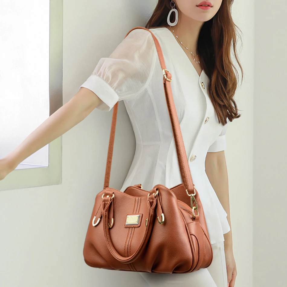 Genuine Brand 3 Layers High Quality Designer Soft Leather Ladies Tote Shoulder Crossbody Bags Women Bags Luxury Handbag Sac 2024