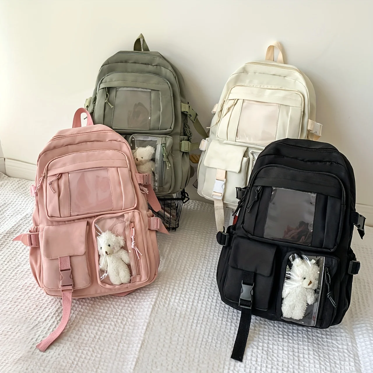 

Minimalist Backpack, All-Match Rucksack, Preppy School Bag With Pendant