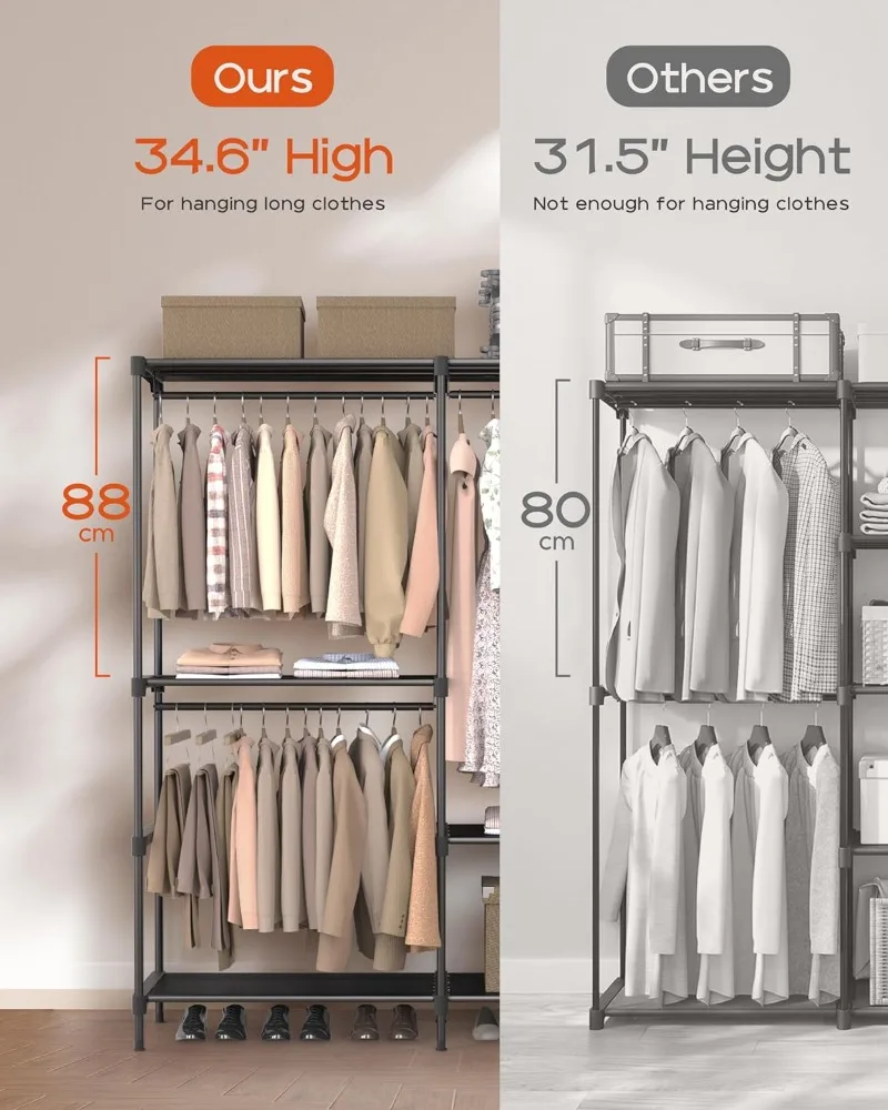 Clothes Rack, Portable Closet, 80.7 Inch Extra Large Capacity Wardrobe Closet, Clothes Storage Organizer with Shelves and 5