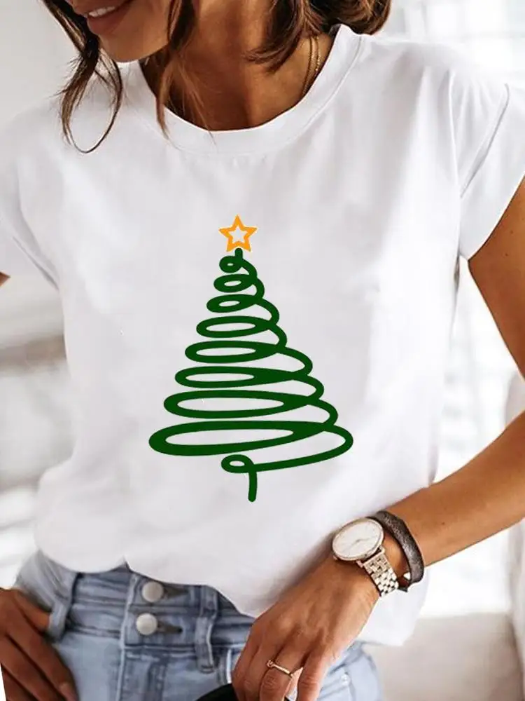 Star Tree Lovely 90s Tee Prints Graphic Clothes Clothing Women Fashion Christmas New Year Holiday Short Sleeve T Female T-shirts