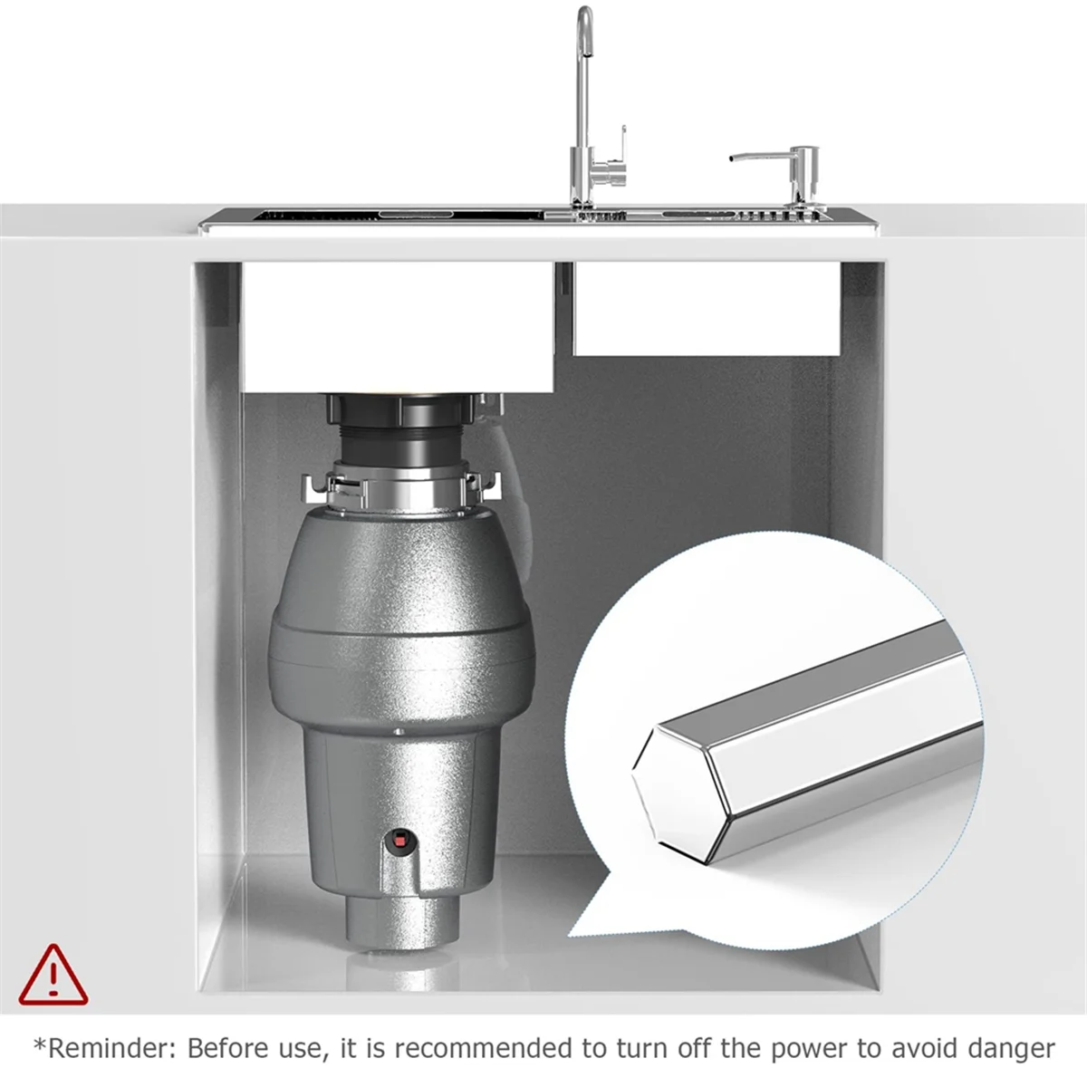 N37R_6N Outil de clé hexagonale pour élimination des déchets compatible pour InSinkErator Silver