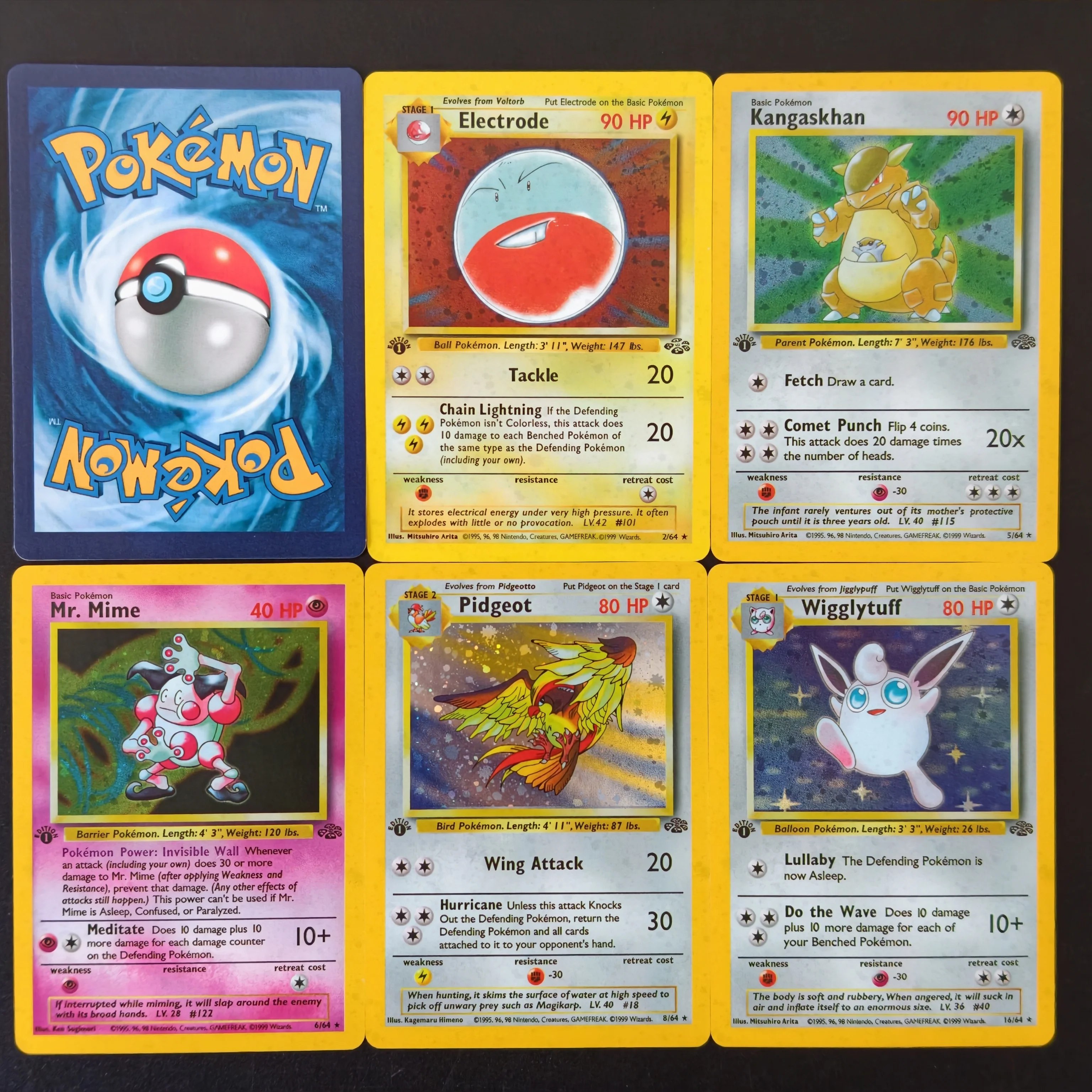 Vintage/Proxy PKM-Karte Englischer Dschungel Elektrode Kangaskhan Mime Pidgeot Wigglytuff Karte DIY TCG Fortgeschrittene Anime-Sammelkarte