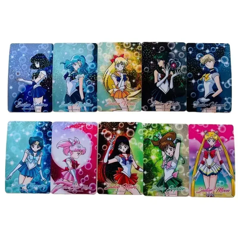 10Pcs/set Self Made Sailor Moon Mizuno Ami Chibiusa Tenoh Haruka Anime Game Character Classic Serie Collect Crystal Card Sticker