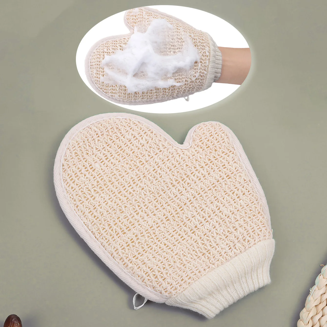 

Мочалка-скраб для тела 2-в-1, 1 шт., из натурального хлопка и льна, мягкая отшелушивающая мочалка с сетчатой текстурой для домашнего спа