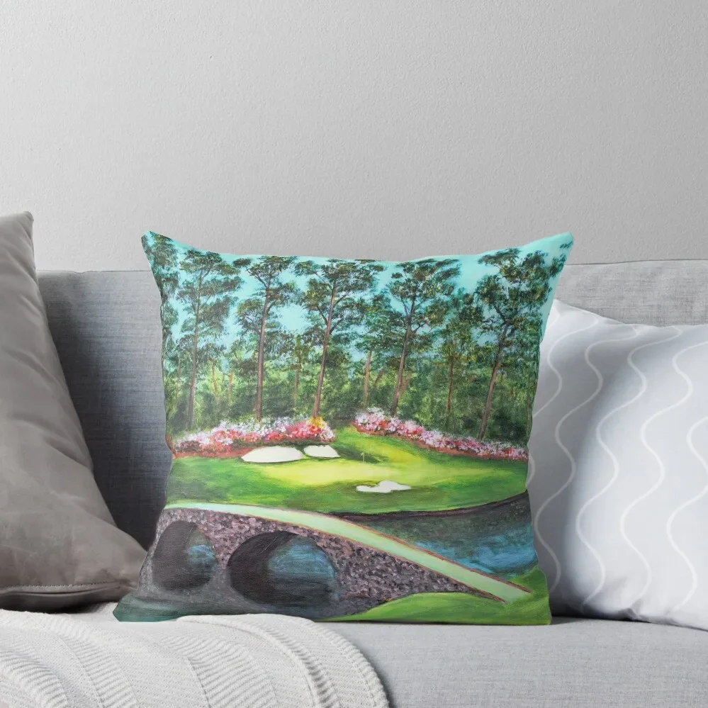 

12th Hole At Augusta National Golden Bell Throw Pillow Pillowcase Cushion Pillow Case