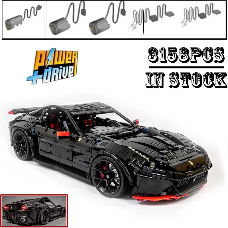 New RC Motor F12 Berlinetta hypercar Super Racing Car Fit Lepinings  moc-41271 Model Building Blocks Toy DIY gift