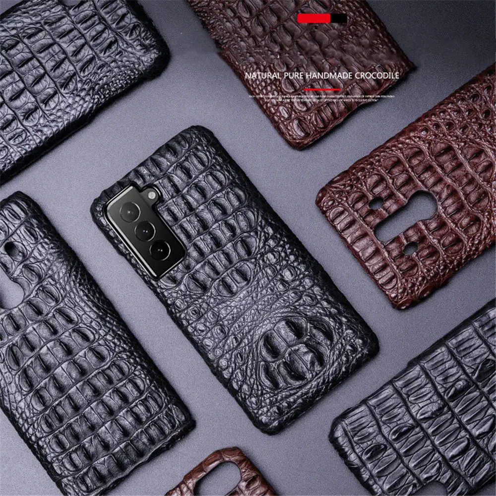 Luxury Real Crocodile Skull Spine Leather Case For Samsung Galaxy S23 S24 25 Ultra Business Cover