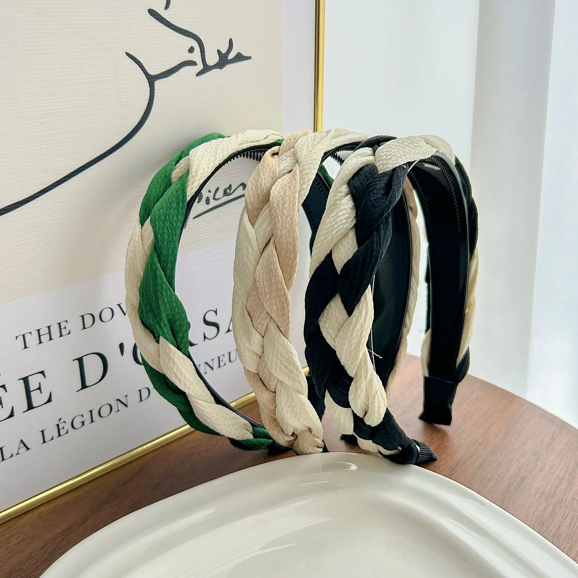 

Contrast Color Knit Headband Wide Non-Slip Design High Crown Volumizing for Women Girls Fashion Hair Accessories