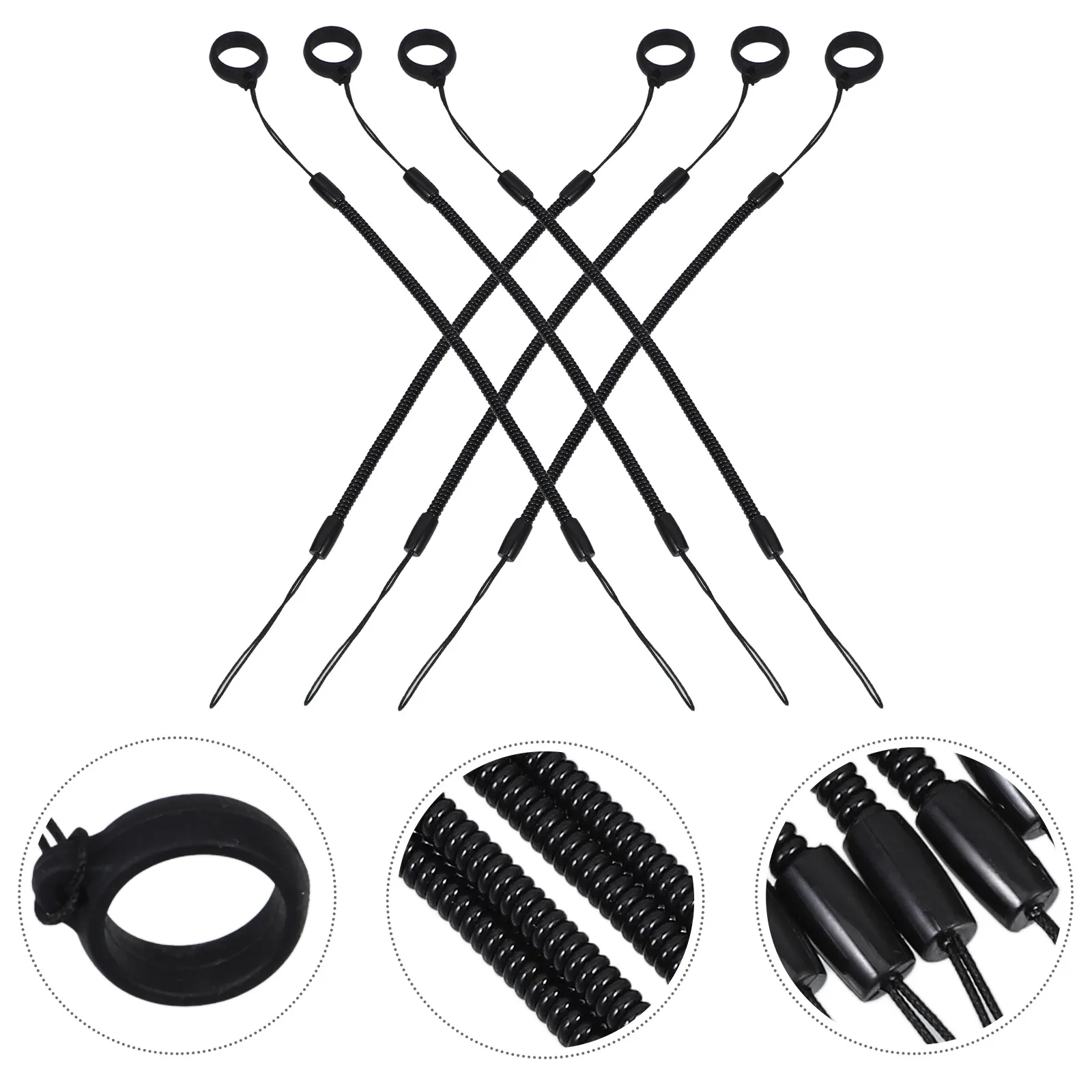 6pcs Anti Loss Pen Lanyard With Retractable Clip For Tools For Teachers Doctors Construction Workers Black Silicone Pen Holder