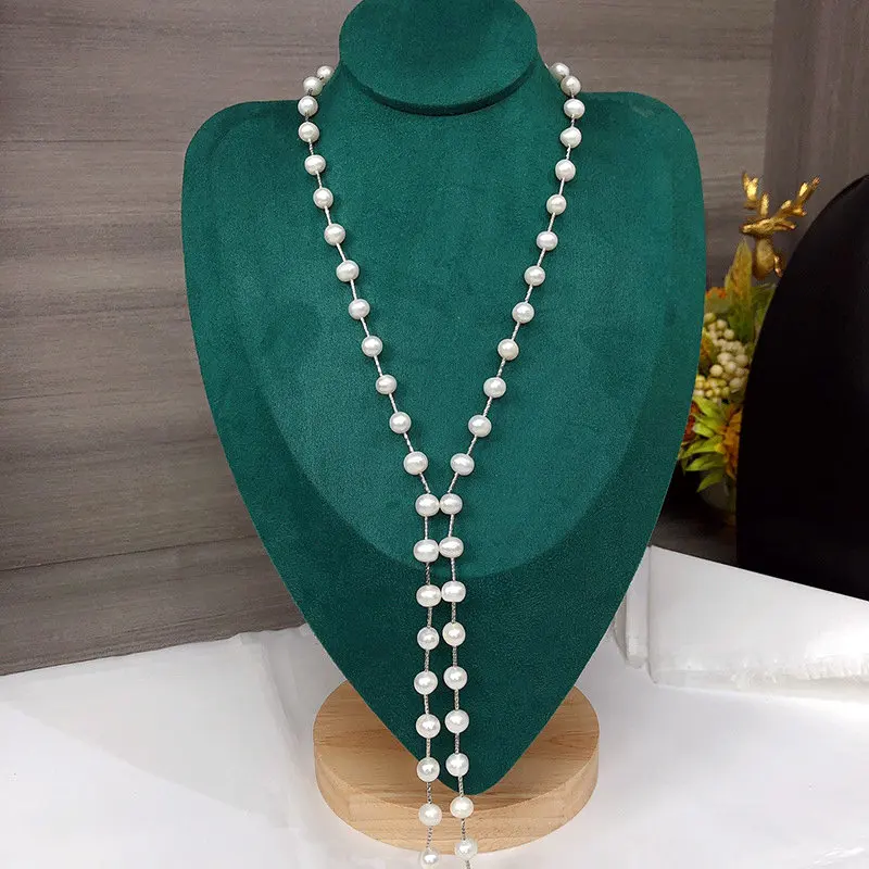 2023 New Irregular Natural Pearl White Vintage Long Tassel Gorgeous Necklaces For Female