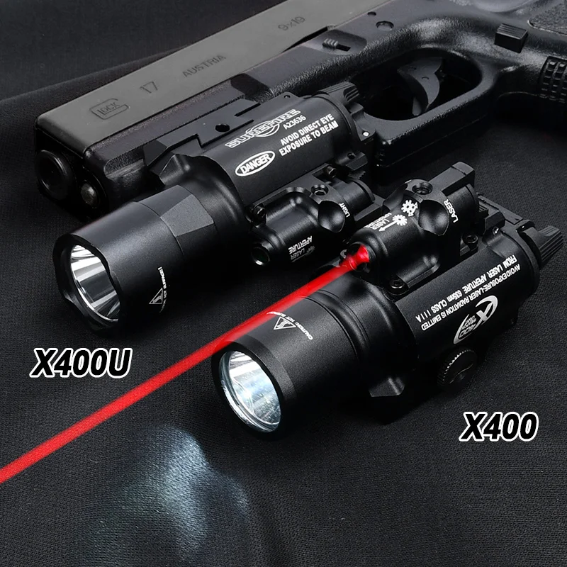 Surefir-X400 X400U vermelho e verde Dot Indicador Laser, Pendurado Lanterna para Airsoft Arma, Caça Gun, Pistola LED Light