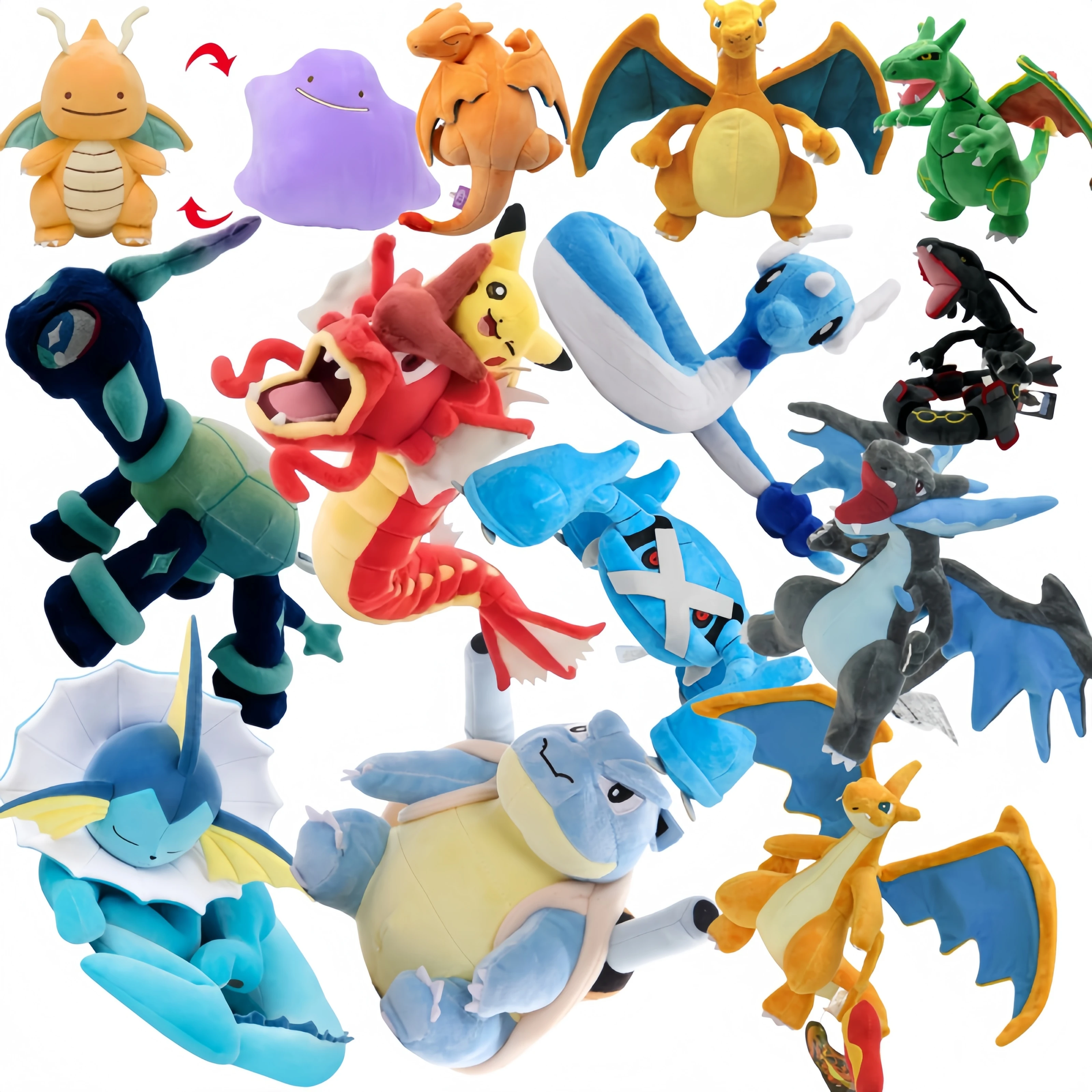 

Pokemon Ditto Lapras Dragonite Flip Toy Cute Mega Evolution Anime Shiny Charizard Plush Terapagos Lucario Blastoise Stuffed Doll