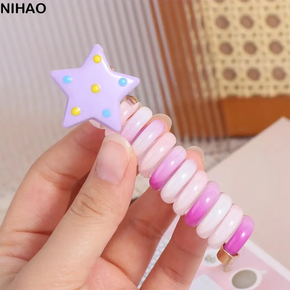 

Cute Star Telephone Line Hair Rope Candy Color Elastic Rainbow Hair Ring Plastic Korean Style Spiral Coil Hair Rope Wedding