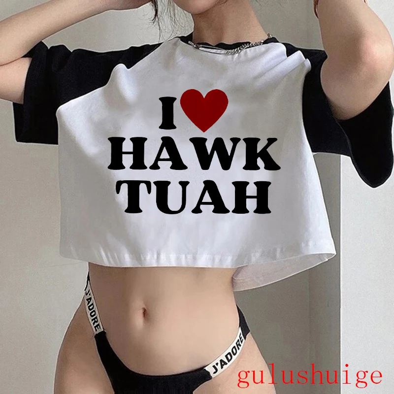 New Gothic Crop Top Vest Hawk Tuah Spit on That Thing T Shirt Tank Top Women Cropped Graphic Tshirt Vintage Tees Shirts  T-shirt